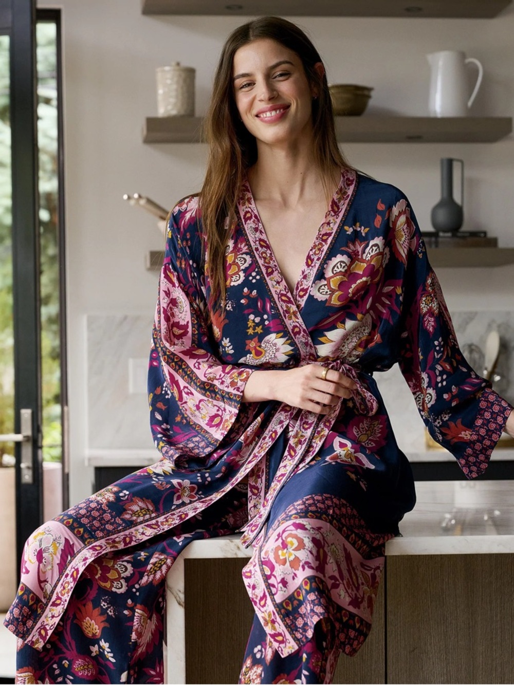 Sundance Catalog Eclipse Floral Kimono Luxury Robe